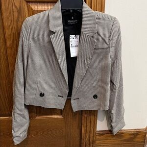 Stradivarius Women's Black, Brown, & Cream Cropped Blazer